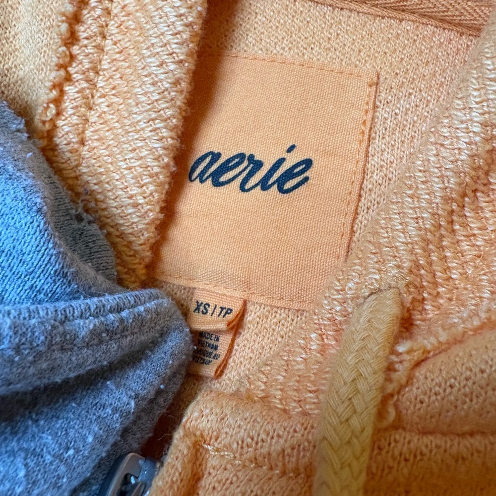 Aerie Cozy Knit Sweater in Peach and Gray
